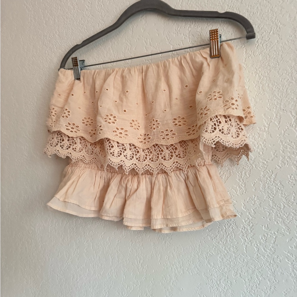 Peach Off-Shoulder Ruffle Top - Picture 4 of 6